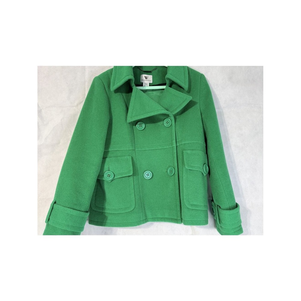 Worthington Green Wool Pea Coat Women's Petite Large